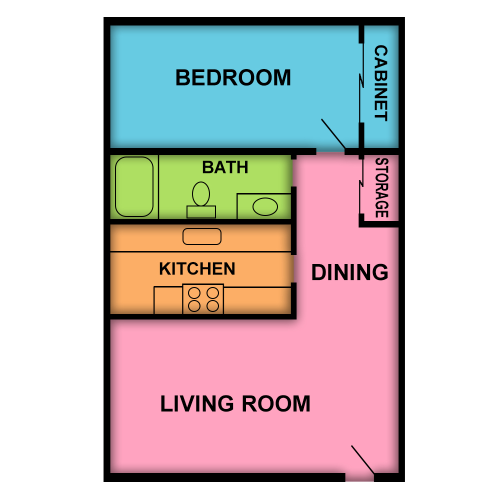 This image is the visual schematic floorplan representation of Plan A at Casa Del Sol Apartments.