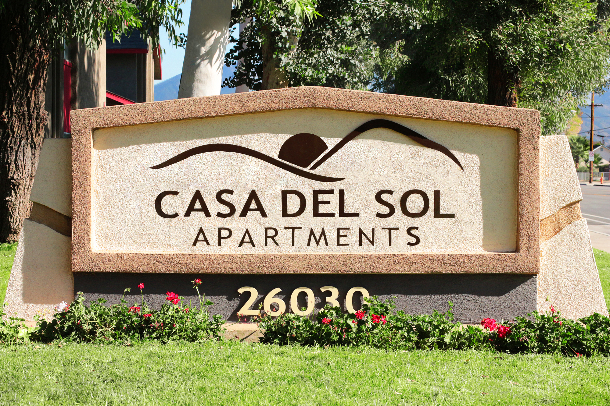 This image displays entrance marker photo of Casa Del Sol Apartments
